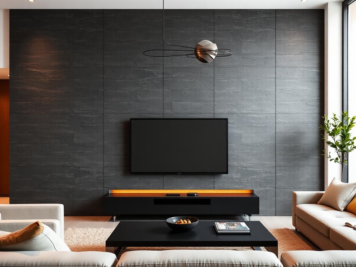 Contemporary media wall in a modern living room
